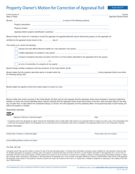 Document preview: Form 50-771 Property Owner's Motion for Correction of Appraisal Roll - Texas