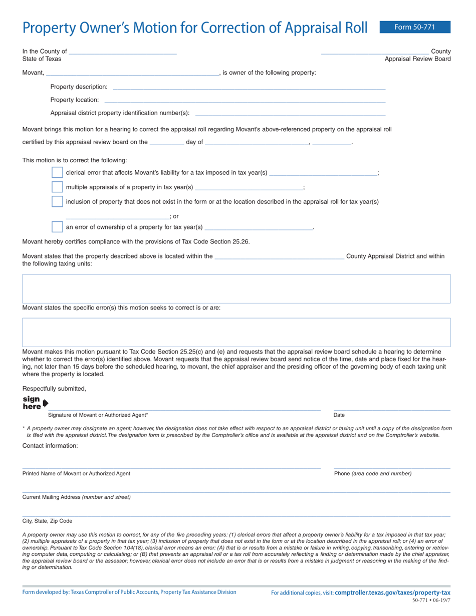 Form 50-771 - Fill Out, Sign Online and Download Fillable PDF, Texas ...