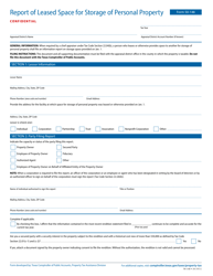 Form 50-148 Report of Leased Space for Storage of Personal Property - Texas
