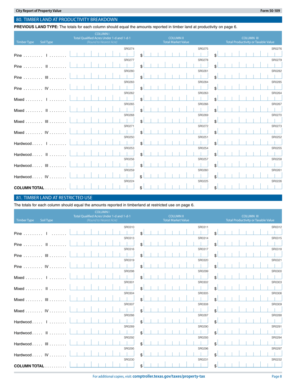Form 50-109 City Report of Property Value - Texas, Page 8