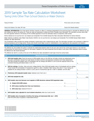 Form 50-856 Sample Tax Rate Calculation Worksheet Taxing Units Other Than School Districts or Water Districts - Texas