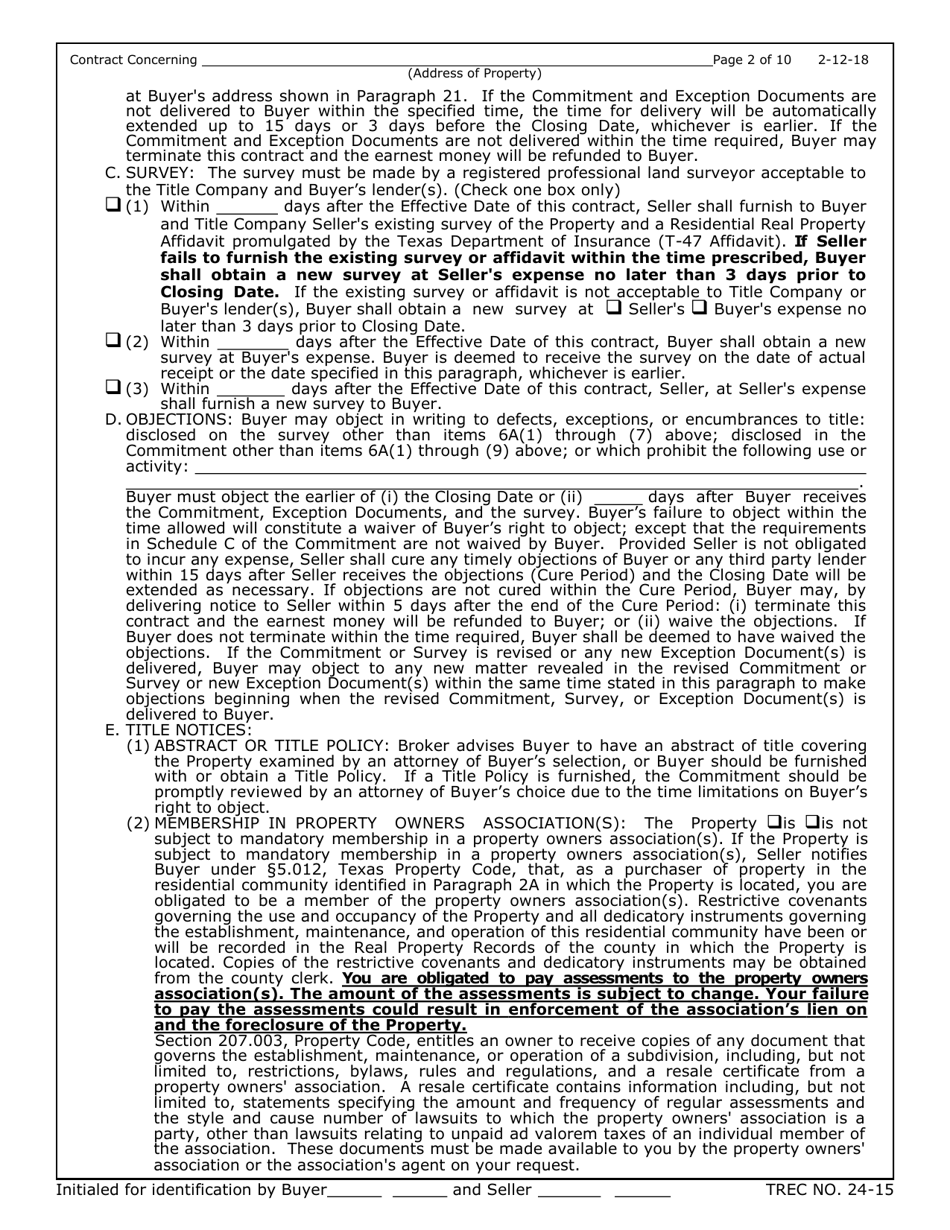 Trec Form 24 15 Fill Out Sign Online And Download Fillable Pdf Texas Templateroller