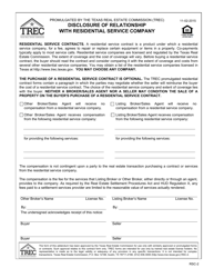 Document preview: Form RSC-2 Disclosure of Relationship With Residential Service Company - Texas