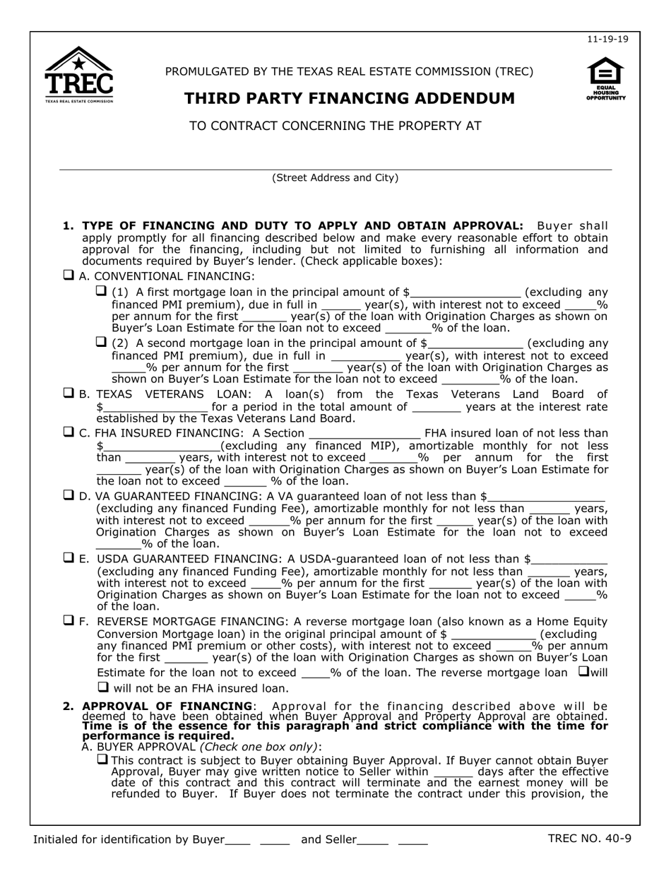 Trec form 40 9 fill out sign online and download fillable pdf texas