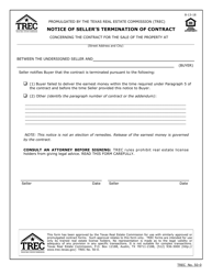 Document preview: TREC Form 50-0 Notice of Seller's Termination of Contract - Texas