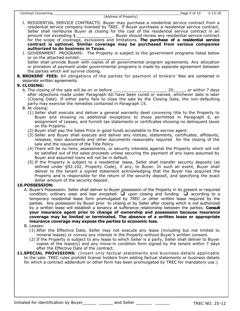 TREC Form 25-12 - Fill Out, Sign Online and Download Fillable PDF ...