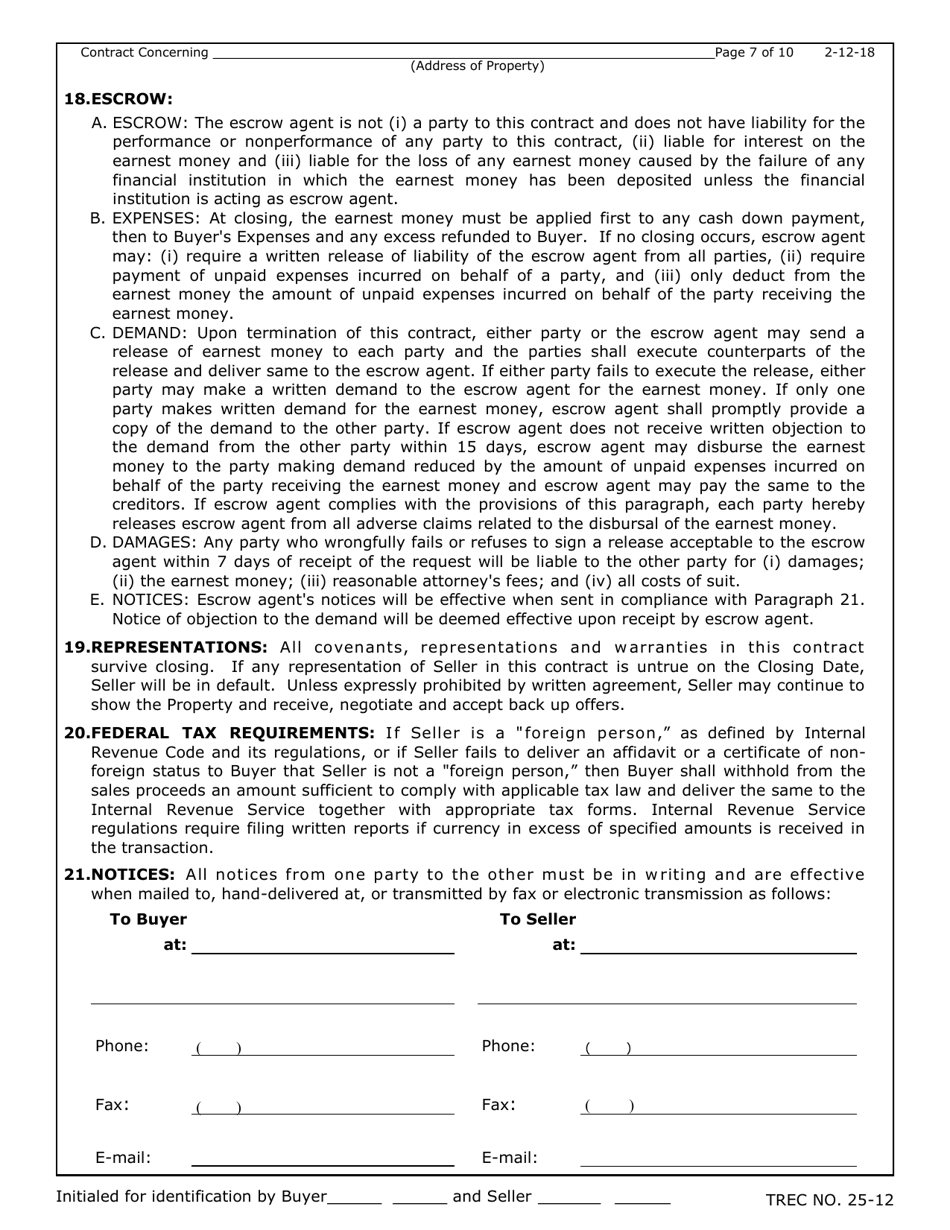 Trec Form 25 12 Fill Out Sign Online And Download Fillable Pdf Texas Templateroller 0515