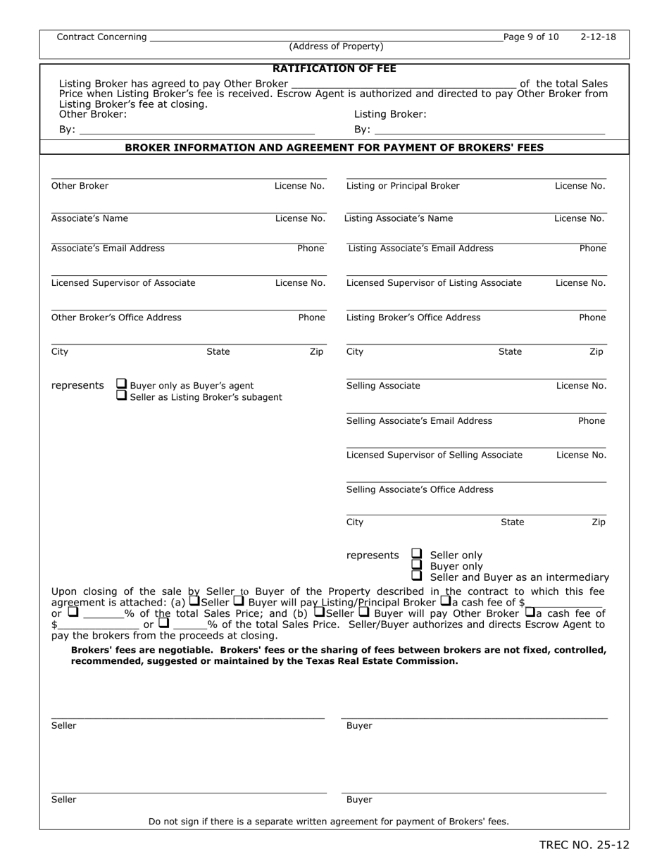 TREC Form 25-12 Farm and Ranch Contract - Texas, Page 9