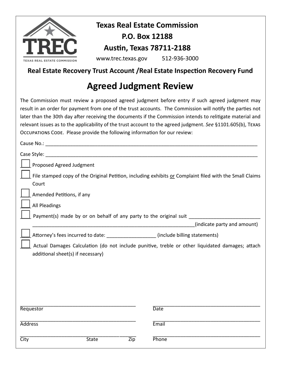Agreed Judgment Review - Texas, Page 1