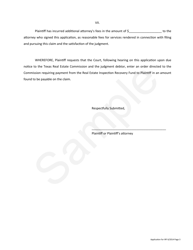 Application for Order Directing Payment out of the Real Estate Inspection Recovery Fund - Texas, Page 3