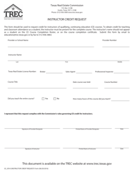 Document preview: Form CE_ICR-0 Instructor Credit Request - Texas