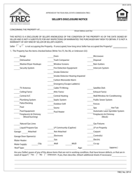 TREC Form OP-H Seller&#039;s Disclosure Notice - Texas