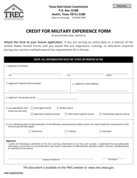 Document preview: Form CME-0 Credit for Military Experience Form - Texas