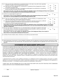 Form ISL-9 Application for Inactive Real Estate Sales Agent License - Texas, Page 3