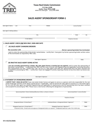 Document preview: Form SF1-4 Sales Agent Sponsorship Form - Texas