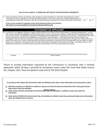 Form RF-10 Renewal of Individual Real Estate License -timely or Expired Less Than Six Months - Texas, Page 3