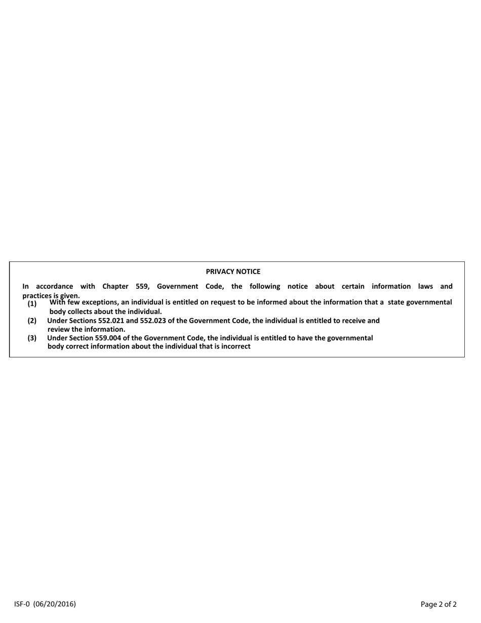Form ISF-0 Apprentice Inspector and Real Estate Inspector Late Renewal Sponsorship Form - Texas, Page 2