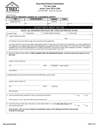 Form BBE-8 Application for Real Estate Broker License by a Business Entity - Texas, Page 2