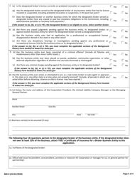 Form BBE-8 Application for Real Estate Broker License by a Business Entity - Texas, Page 3
