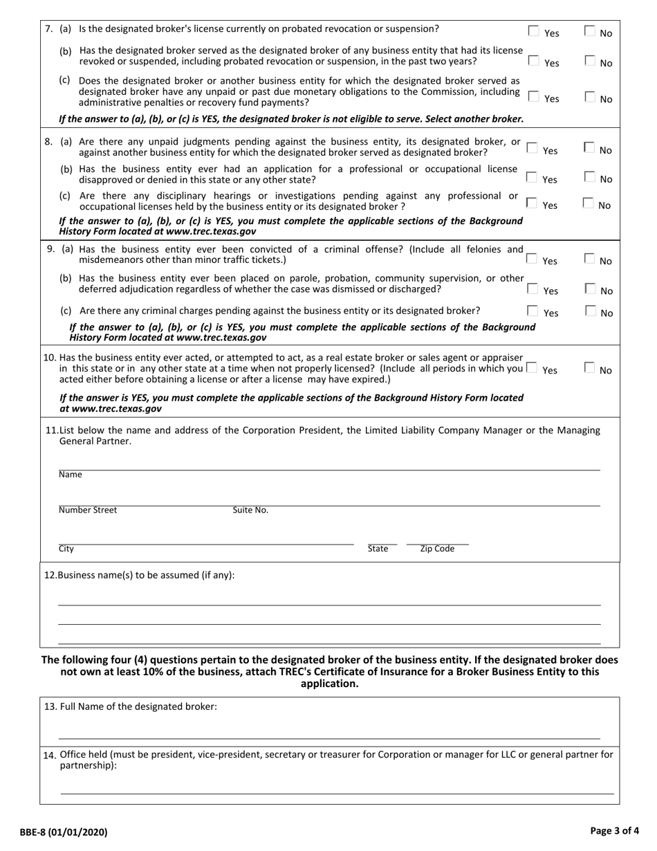 Form BBE8 Download Fillable PDF or Fill Online Application for Real