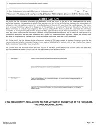 Form BBE-8 Application for Real Estate Broker License by a Business Entity - Texas, Page 4