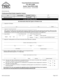 Form REPIA-8 Application for Professional Real Estate Inspector License - Texas, Page 2