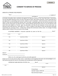 Document preview: TREC Form RSC9-1 Residential Service Company Consent to Service of Process - Texas