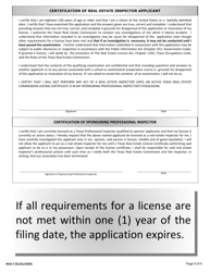 Form REIA-7 Application for Real Estate Inspector License Application - Texas, Page 4