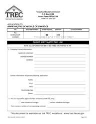 TREC Form RSC11-0 Application to Approve/File Schedule of Charges - Texas, Page 2