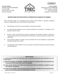 Document preview: TREC Form RSC11-0 Application to Approve/File Schedule of Charges - Texas