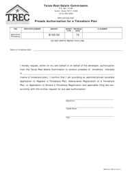 Document preview: TREC Form TSR4-0 Presale Authorization for a Timeshare Plan - Texas