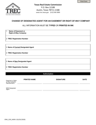 Form ERW_CDO_MGR-2 Change of Designated Agent for an Easement or Right-Of-Way Company - Texas