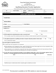 Document preview: Form QE PA-0 Qualifying Education Provider Application - Texas