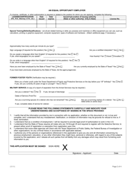 Application for Employment - Texas, Page 2