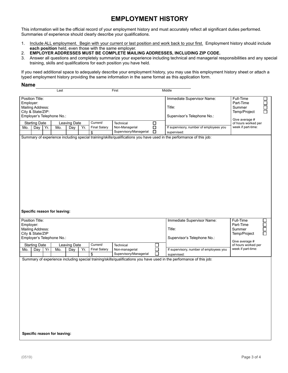 Application for Employment - Texas, Page 3