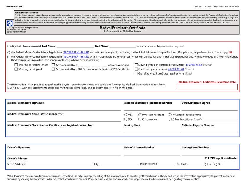 Dot Form Mcsa 5876 Printable Printable Forms Free Online