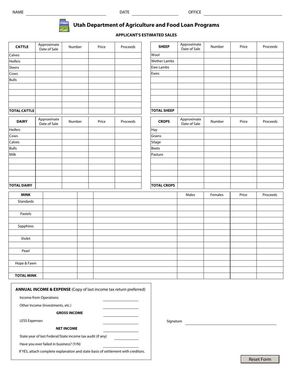 Borrowers Cash Budget - Utah, Page 2