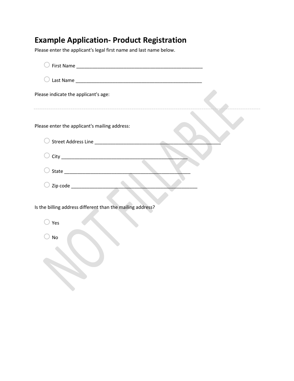 Sample Application - Product Registration - Utah, Page 1