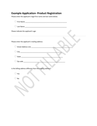 Document preview: Sample Application - Product Registration - Utah