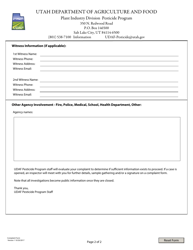 Pesticide Incident Complaint Form - Utah, Page 2