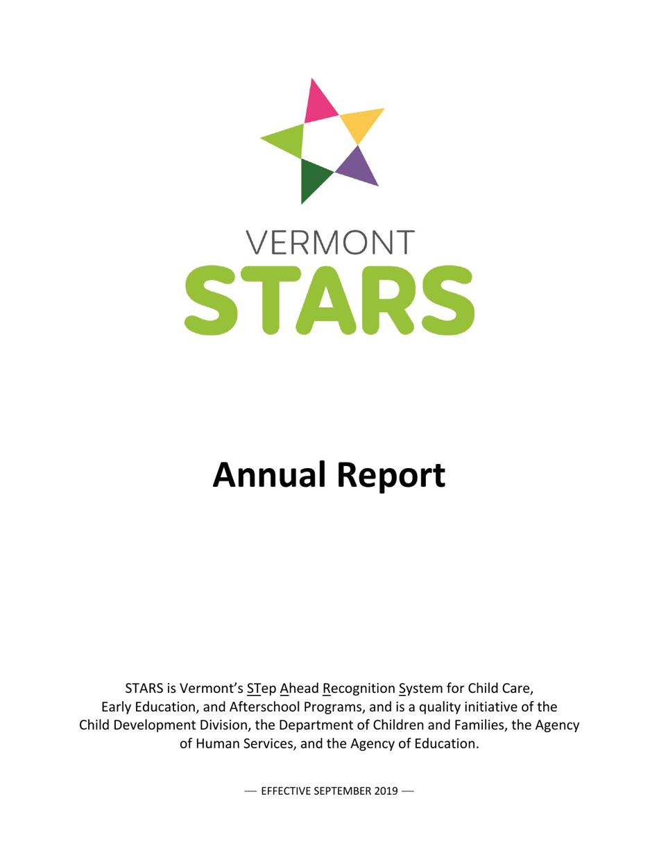 Stars Annual Report Form - Vermont, Page 1
