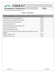 Application for a Public Water System Construction Permit - Vermont, Page 6