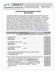 Document preview: Groundwater Withdrawal Permit Application - Vermont
