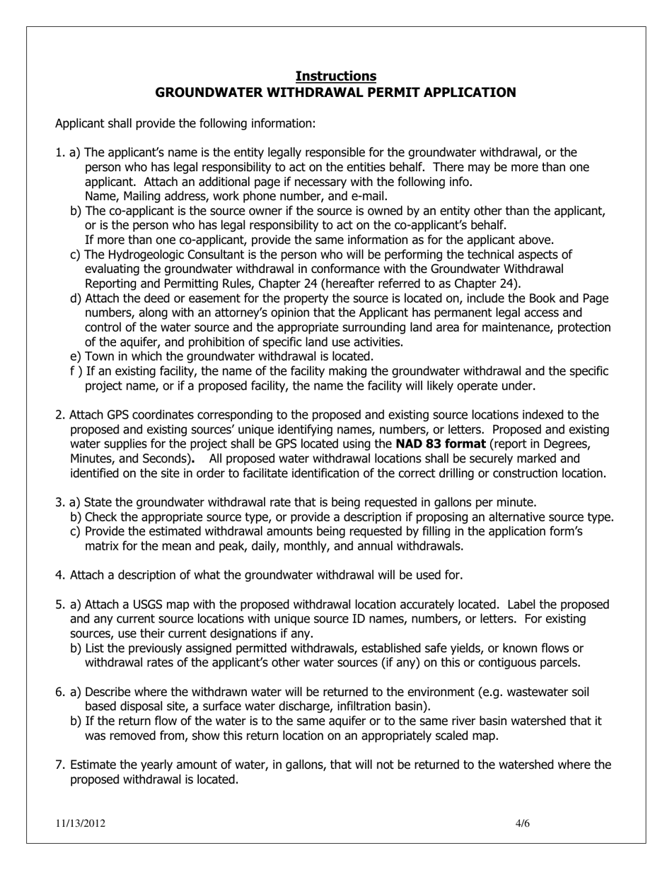Groundwater Withdrawal Permit Application - Vermont, Page 4