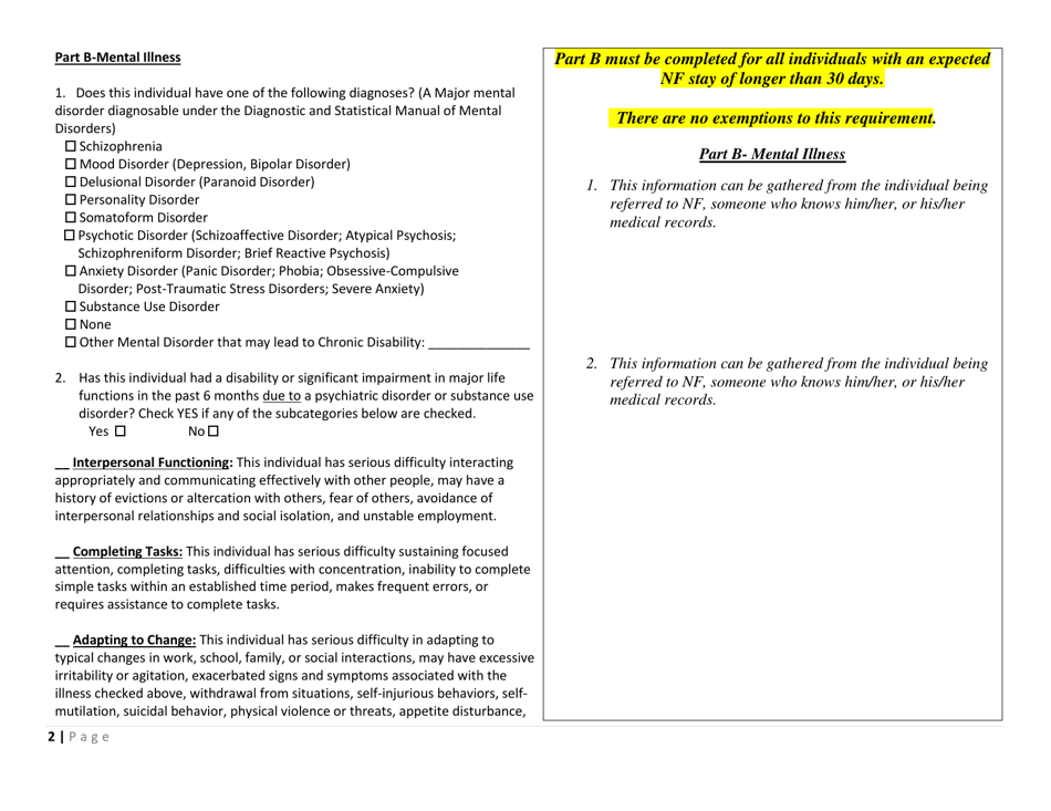 Vermonts Pasrr Level I Form Technical Guide - Vermont, Page 2