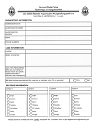 Call Detail Records Mapping and Analysis Request Form - Vermont, Page 2