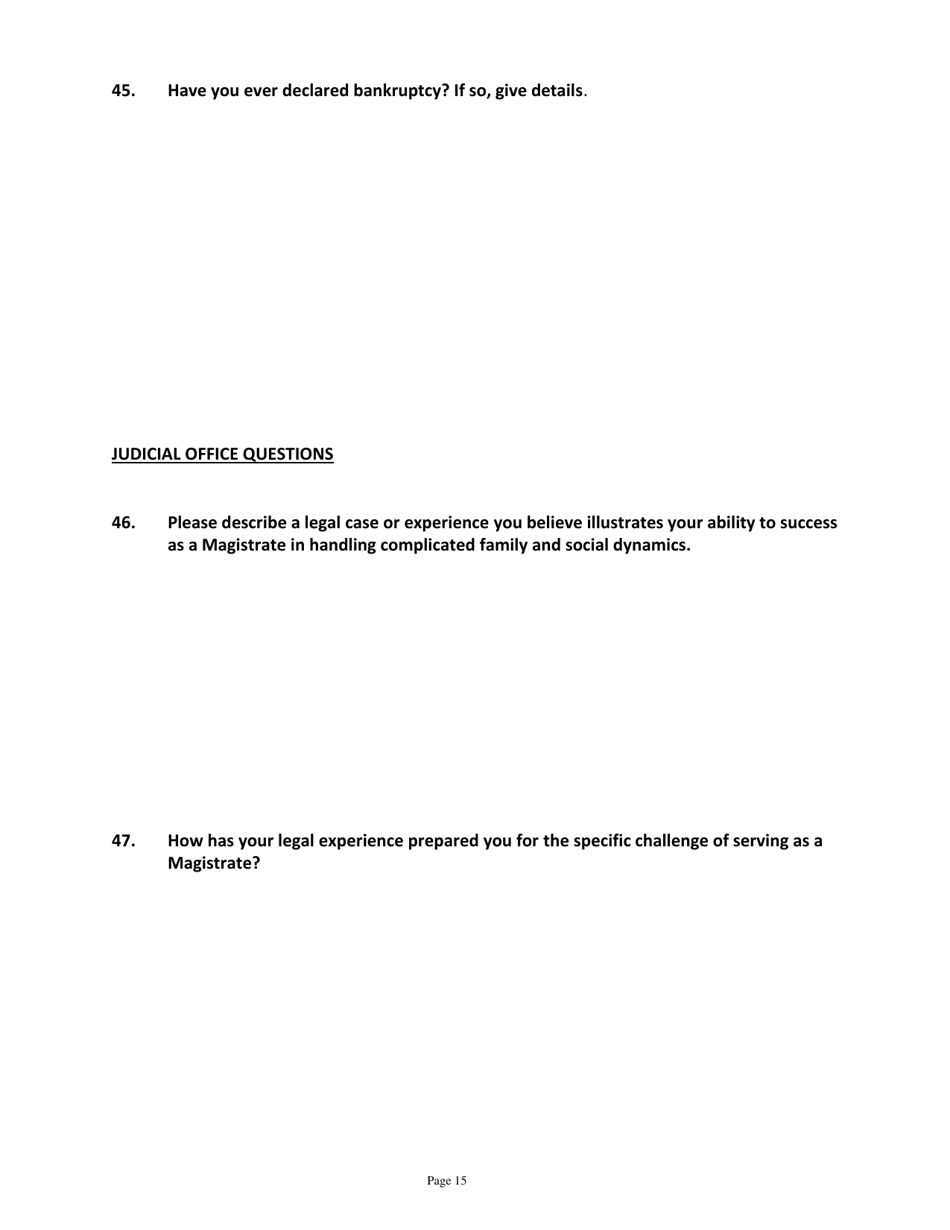 Application for Candidates for Magistrate - Vermont, Page 15