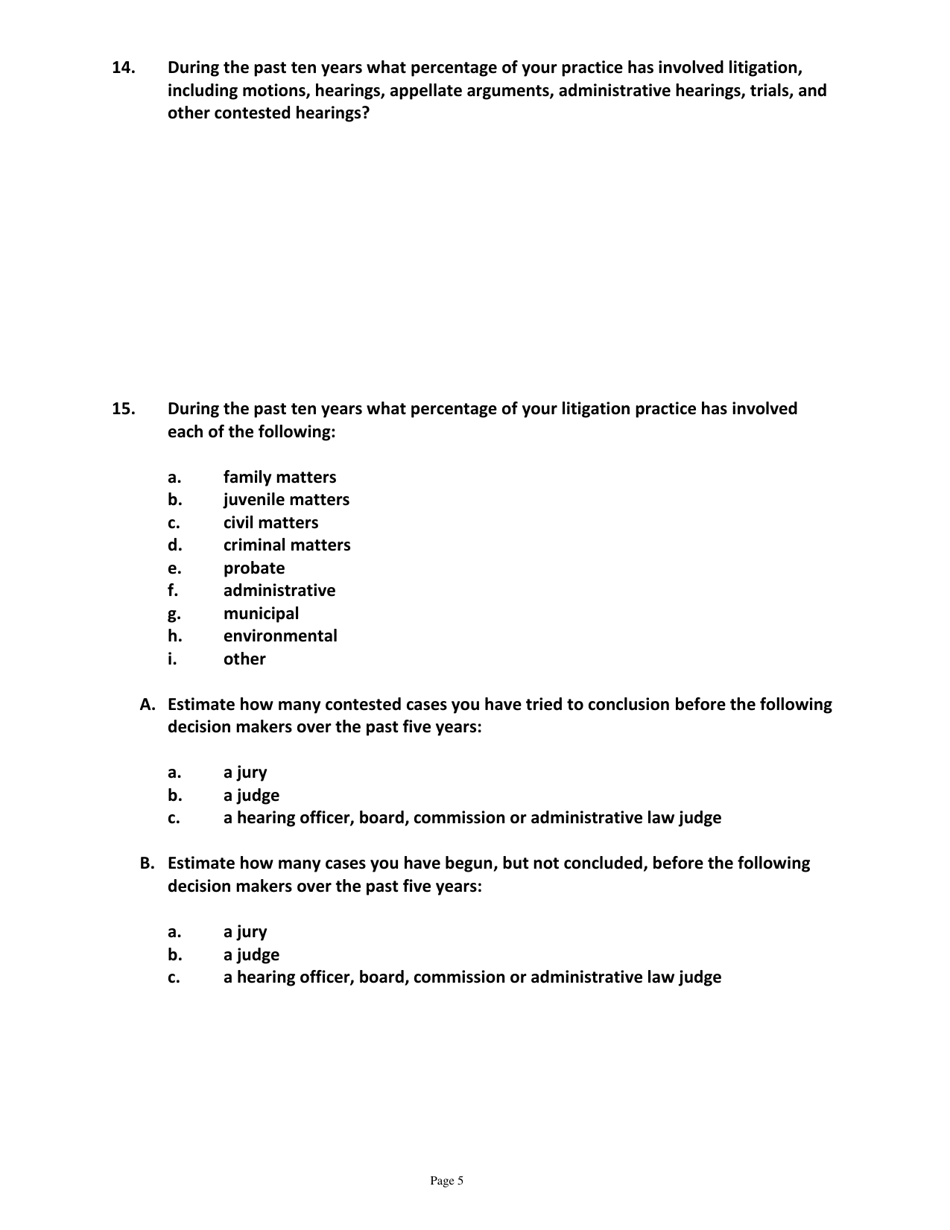Application for Candidates for Magistrate - Vermont, Page 5