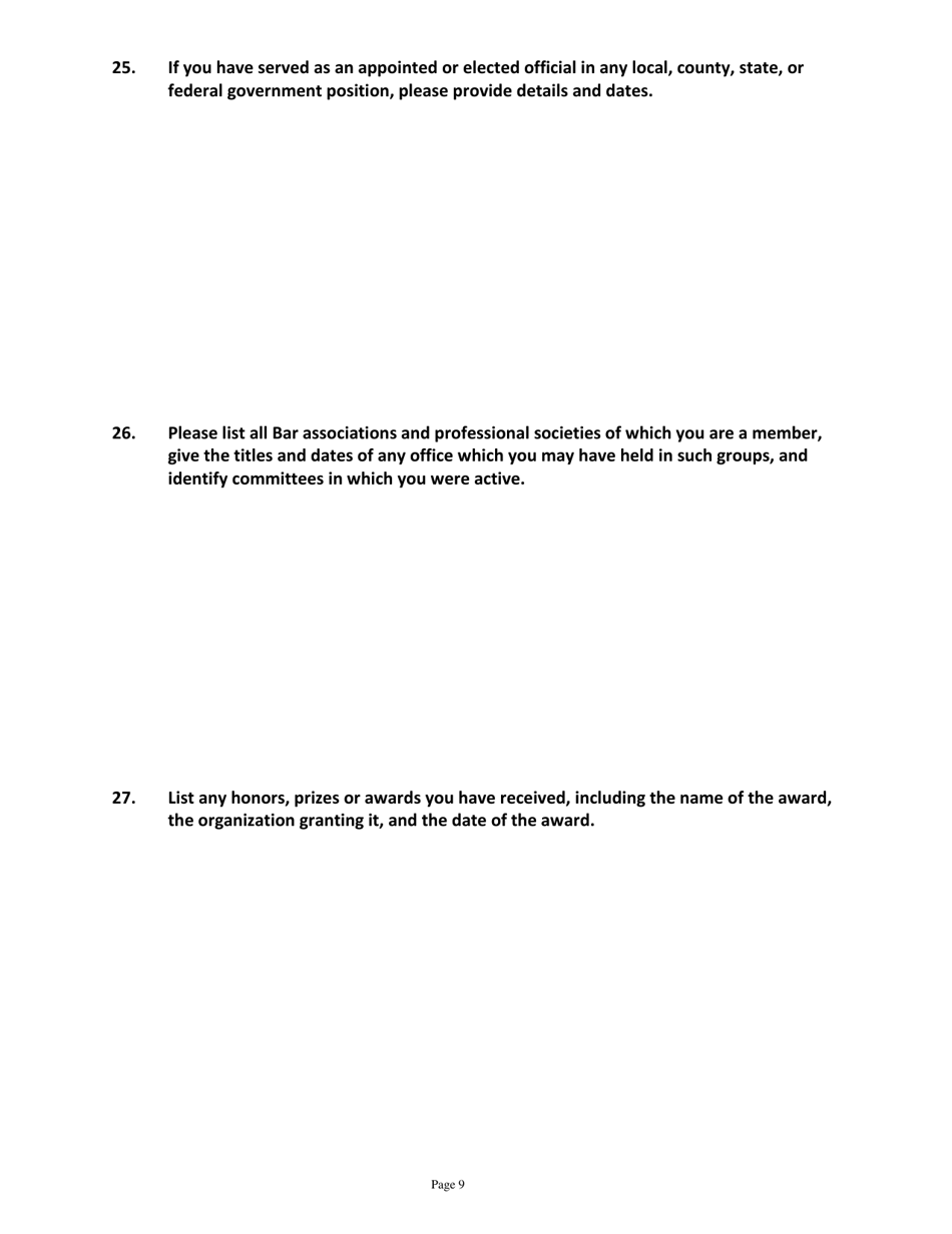 Application for Candidates for Magistrate - Vermont, Page 9