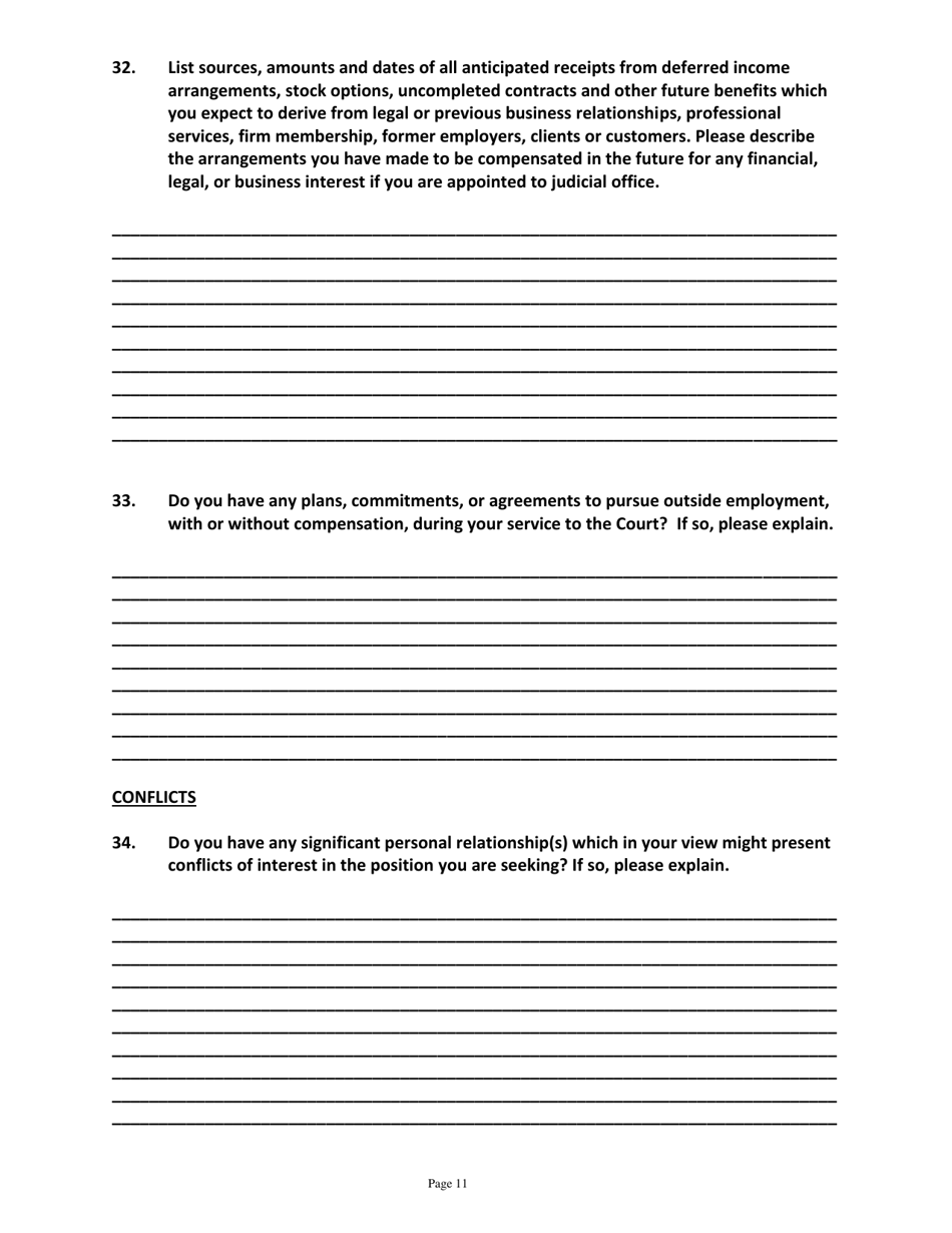 Application for Candidates for Superior Court Judge - Vermont, Page 11